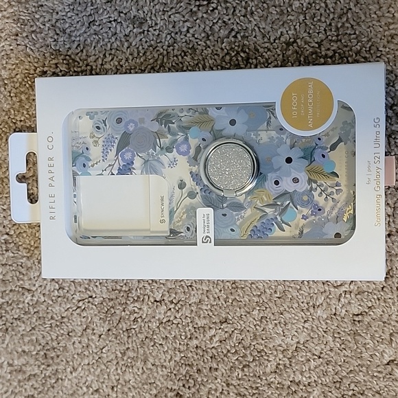 New w/Ring Grip Garden Party Blue Rifle Paper Co Samsung Galaxy S21 Phone Case - Picture 7 of 8